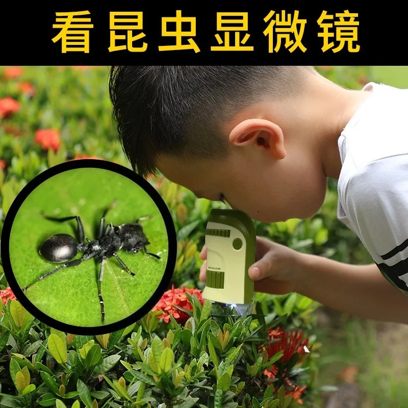 Kids Mini Handheld Microscope, 55X HD Portable Magnifying Lens, Eye Protection Educational Observation Tool