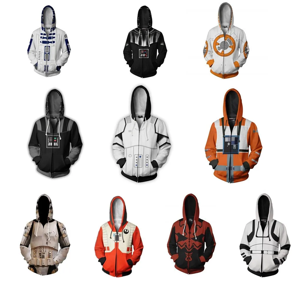 Sudadera con capucha de soldado blanco de anime, chaqueta de cosplay de Stormtrooper, abrigo negro de poliéster, disfraces de caballero, ropa deportiva, 9 estilos personalizados