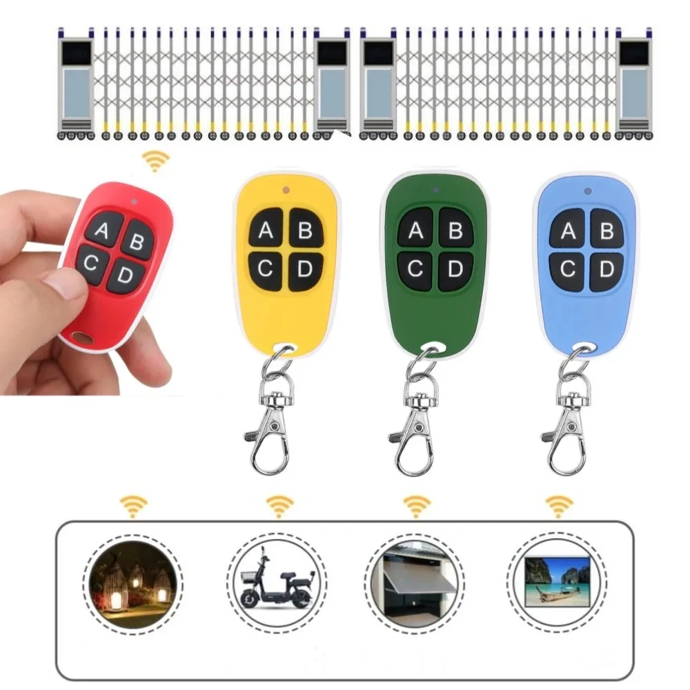 Universal 433MHz Remote Control Garage Door Opener Wireless Transmitter 4 CH Duplicator Clone Electric Door Car Key Copy Remote