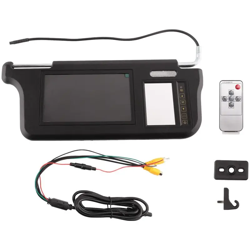 Top-Rated 7Inch Black Car Right Sun Visor Rear View Mirror Screen LCD Monitor 2 Channel Video Parts