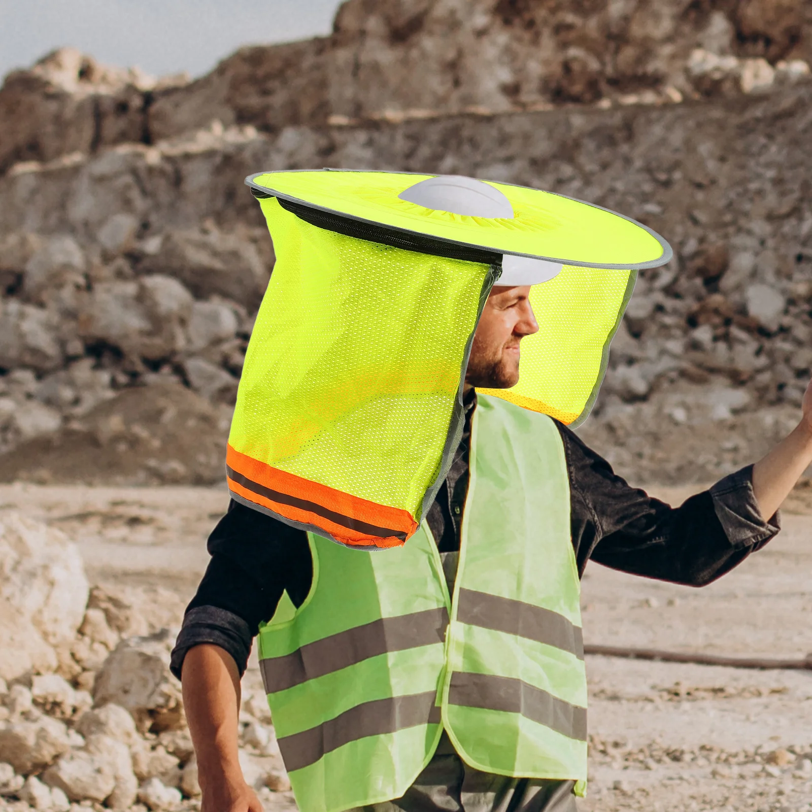 1pcs Shade Full Brim Safety Visor Uv Protection Construction Hat Cover Neck Shade Breathable Design Hard Hat