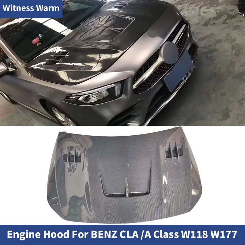 

For Benz CLA Class C118 CLA45 AMG Carbon Fiber Hood For CLA Class W177 Bonnets engine Covers 2020+