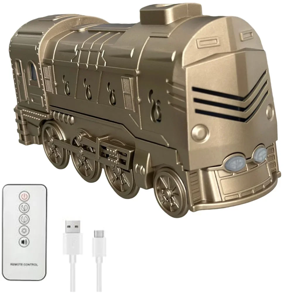 For Office Black Steam Train Diffuser Colorful Light Humidifier For Relaxation ABS PP Material Up To 12 Hours Runtime