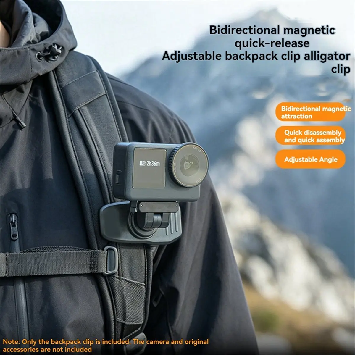 (A99Z] Magnetic Backpack Clip Clamp Quick Release Rotatable Camera Mount Stable Adjustable Holder for Nano/Action 6