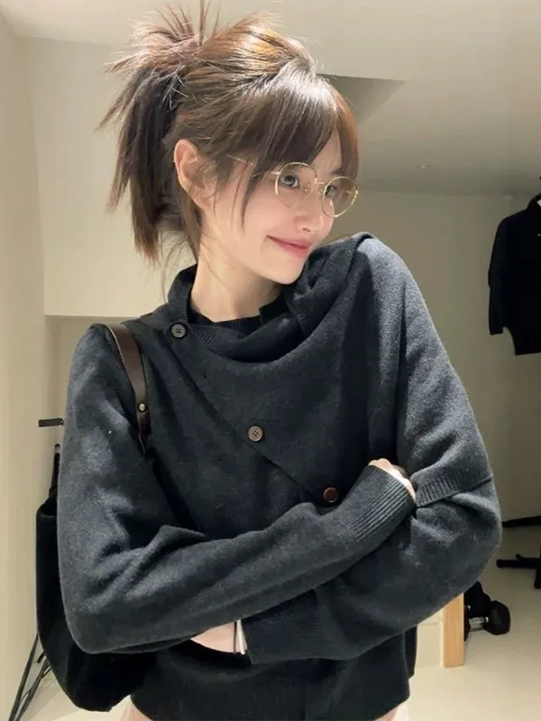 

Корейский стиль: Модный комплект из двух предметов для ранней весны – теплый и уютный кардиган и свитер с длинными рукавами и круглым вырезом, цветной трикотаж.