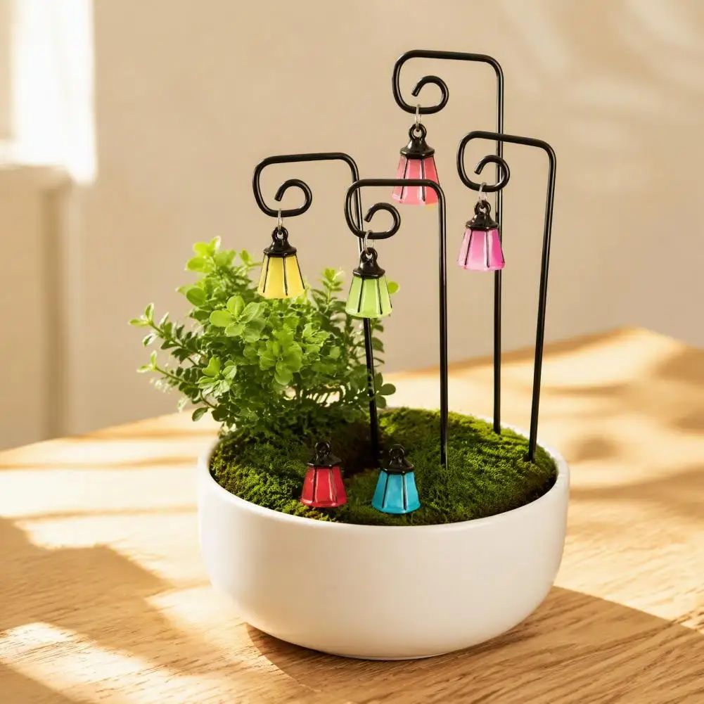 Miniature Garden Ornaments for Potted Plants Glow Dark Mini Garden Lantern with Hook Stake Resin Fairy for Succulents for Fairy