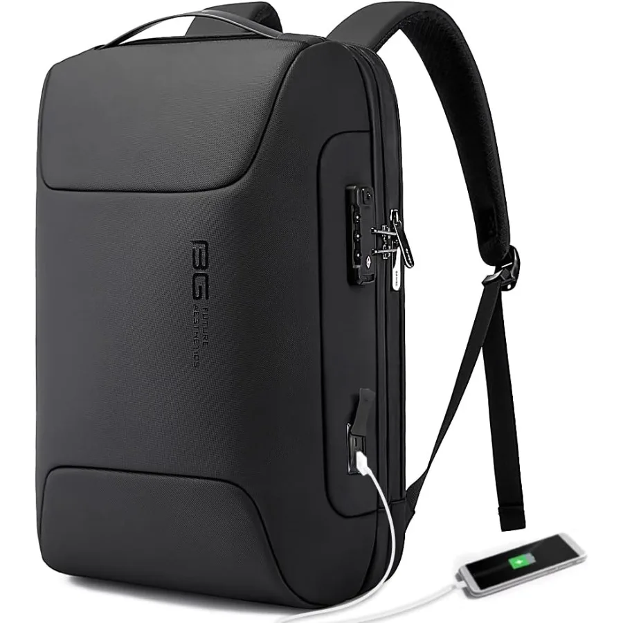 BANGE Anti Theft Business Backpack Fits 15.6 Inch LaptopSmart Work Backpack with USB Charging Port for Office Work Airplane Bus