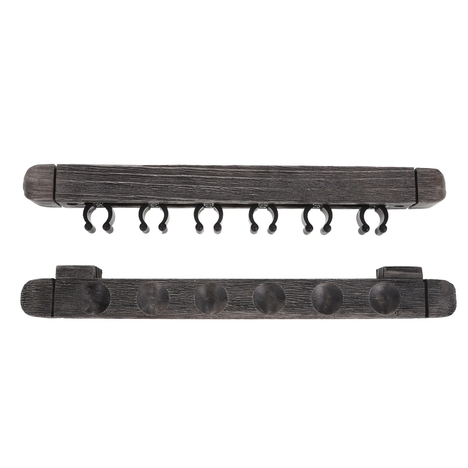 1Set Handcrafted Solid Wood Pool Cue Wall Rack for 6 Cues Smooth Finish Non-Scratch Wall Mounted Billiard Cue Holder Home Bar