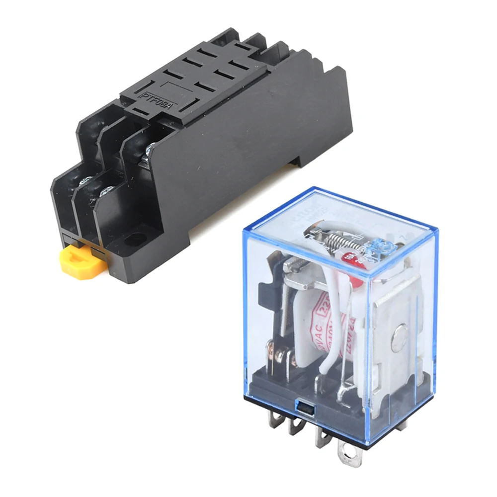 AC220V 10A Coil Power Relay LY2NJ DPDT Miniature Coil Generalelectromagnetic Intermediate Relay Switch with Socket Base