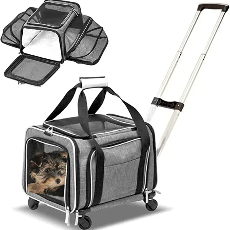 

pet trolley carrier with wheels dog and cat carrier with wheels