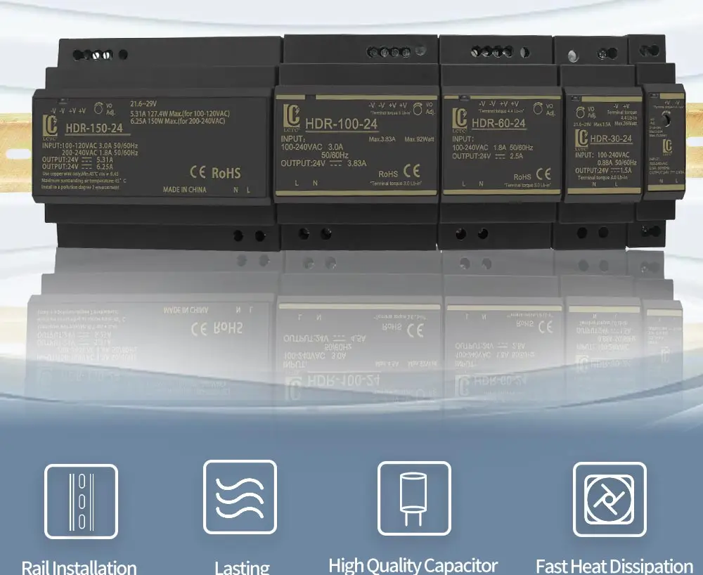 LCTC HDR Schaltnetzteil 15W30W60W100W150W 5V12V24V48V Schienentransformator Dünnes Schaltnetzteil – Detail 3