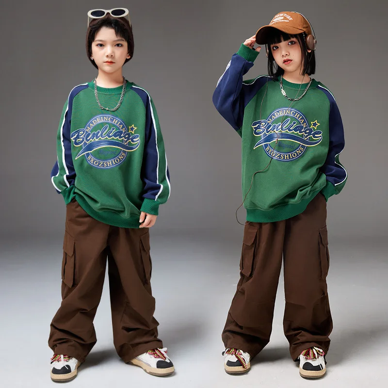 

Hip Hop Clothes Children Fashion Streetwear Jazz Street Dance Costume School Dancing Performance Outfit Tops Pants Sets DL11147