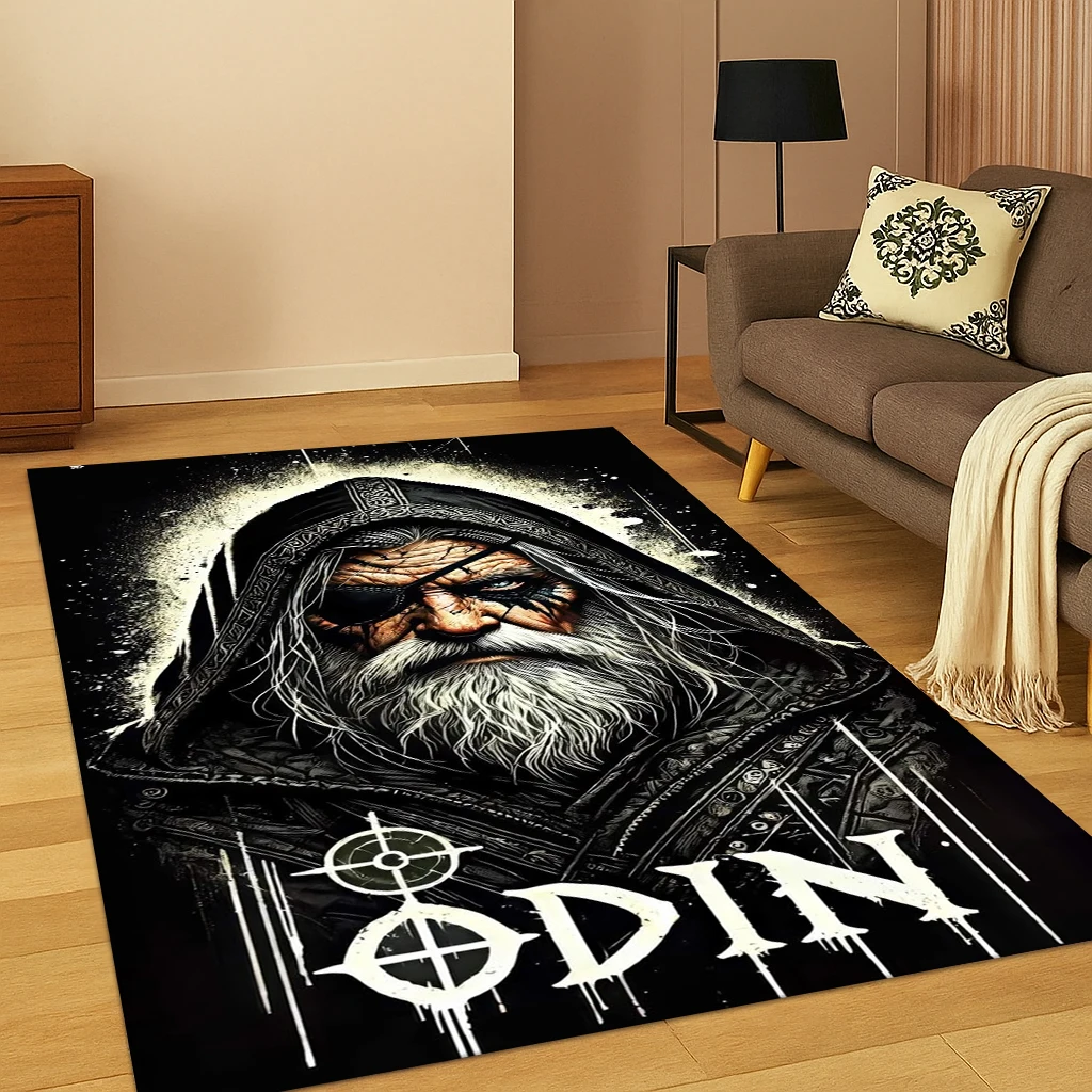 Odin Wikinger-Symbol Valknut Nordischer Valhalla-Teppich für Wohnzimmer, Schlafzimmer, Zuhause, Sofa, Dekoration, Bereich Teppich, rutschfeste Bodenmatte