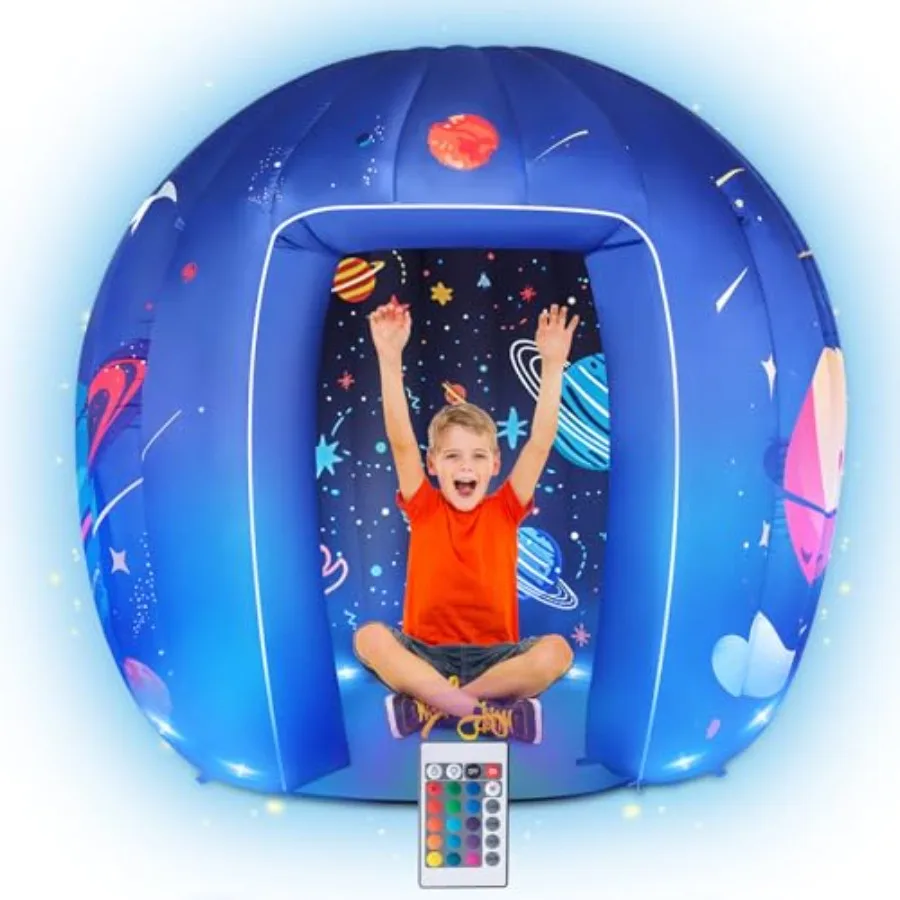 

Inflatable Galaxy Sensory Tent for Adults Light Up Indoor Play Space for Autism ADHD Calm Corner Home School Classroom Party Bl