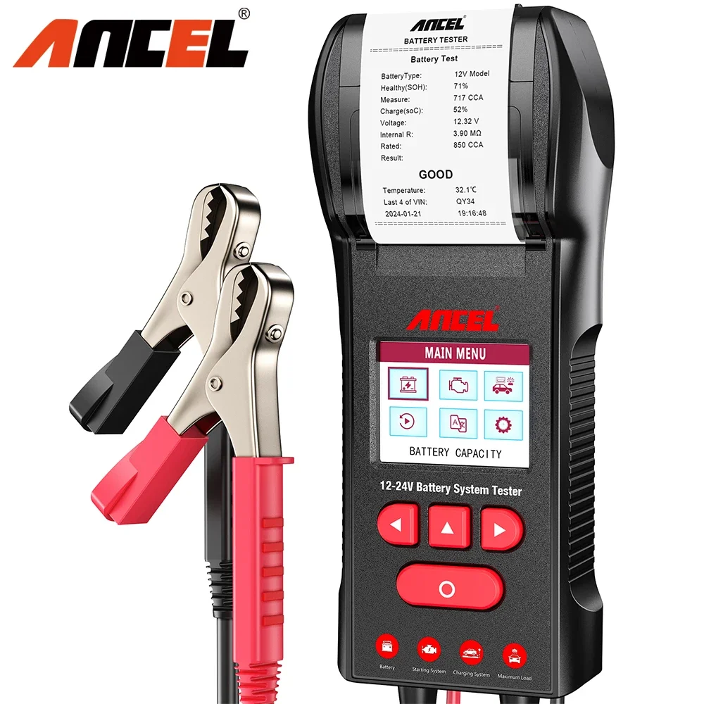 

ANCEL BST600 Battery Tester 12V/24V 100-2000CCA Auto Battery Temperature Load Tester Cranking Charging System Analyzer