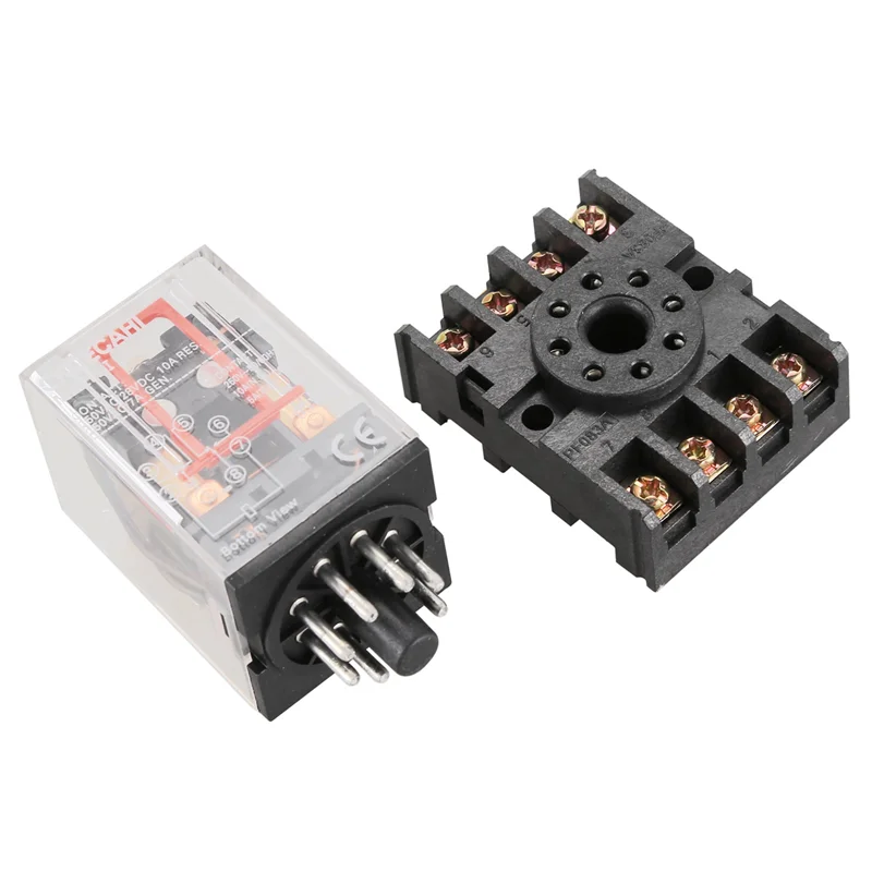N93R 10X MK2P-I 클리어 쉘 DPDT AC220V 코일 전원 릴레이 소켓 베이스