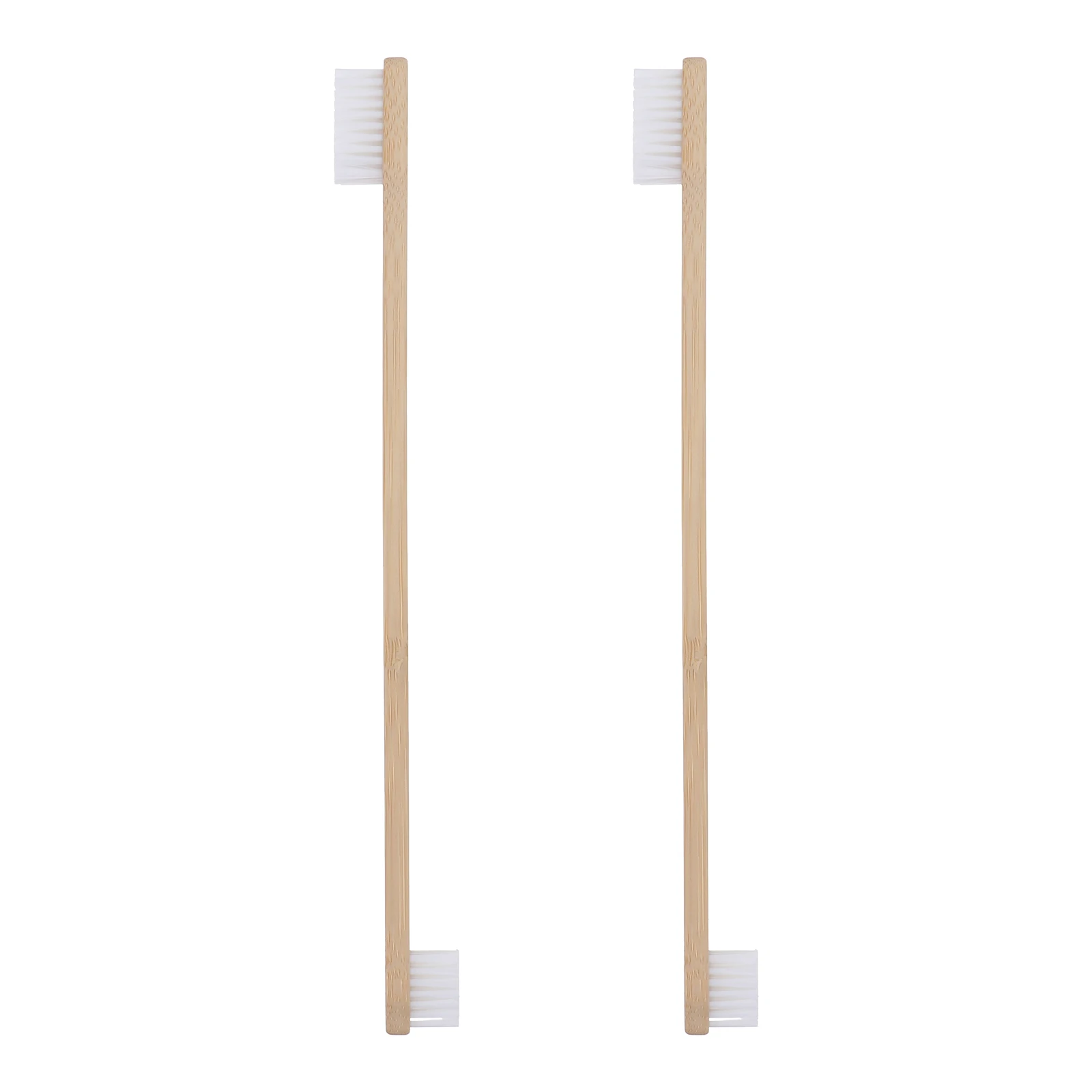 

2pcs Pet Toothbrush Soft Bristle Bamboo Nylon Dog Oral Care Non Slip Handle Double Head Plaque Tartar Prevention Pet Supplies