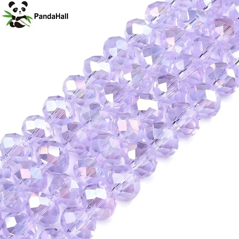 

PandaHall 20strands glass Multicolor Beads AB Plated Faceted 8x6mm for DIY Jewelry Making