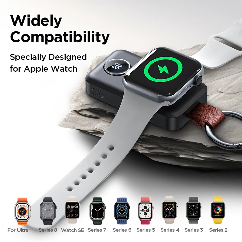 Joyroom-cargador inalámbrico portátil para Apple Watch Series 8/Ultra/7/6/5/4/3/2/SE, cargador iWatch de 2000mAh, banco de energía magnético negro