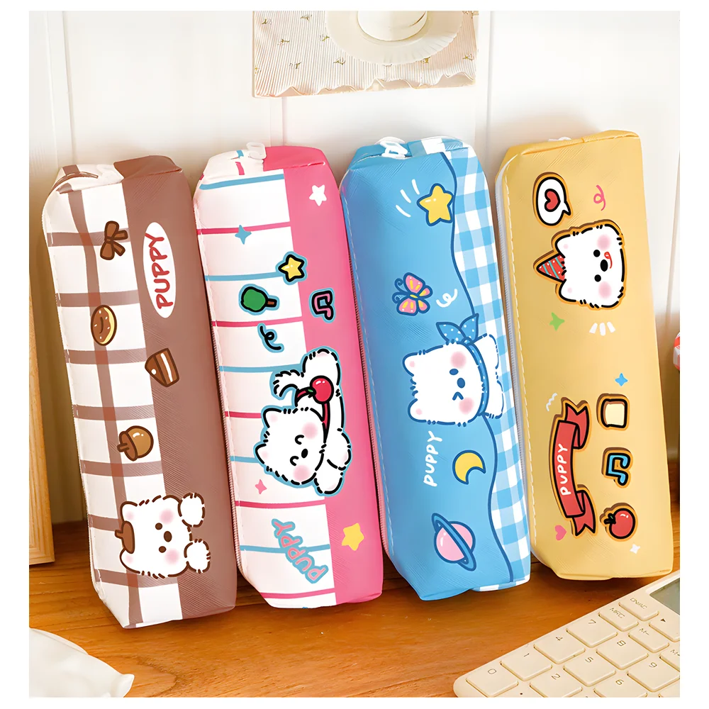 4 Stück niedlicher Welpe, große Kapazität, Bleistiftbeutel, Kinderbedarf, Belohnungsgeschenke für Studenten, ästhetischer Stifthalter, Büromaterial