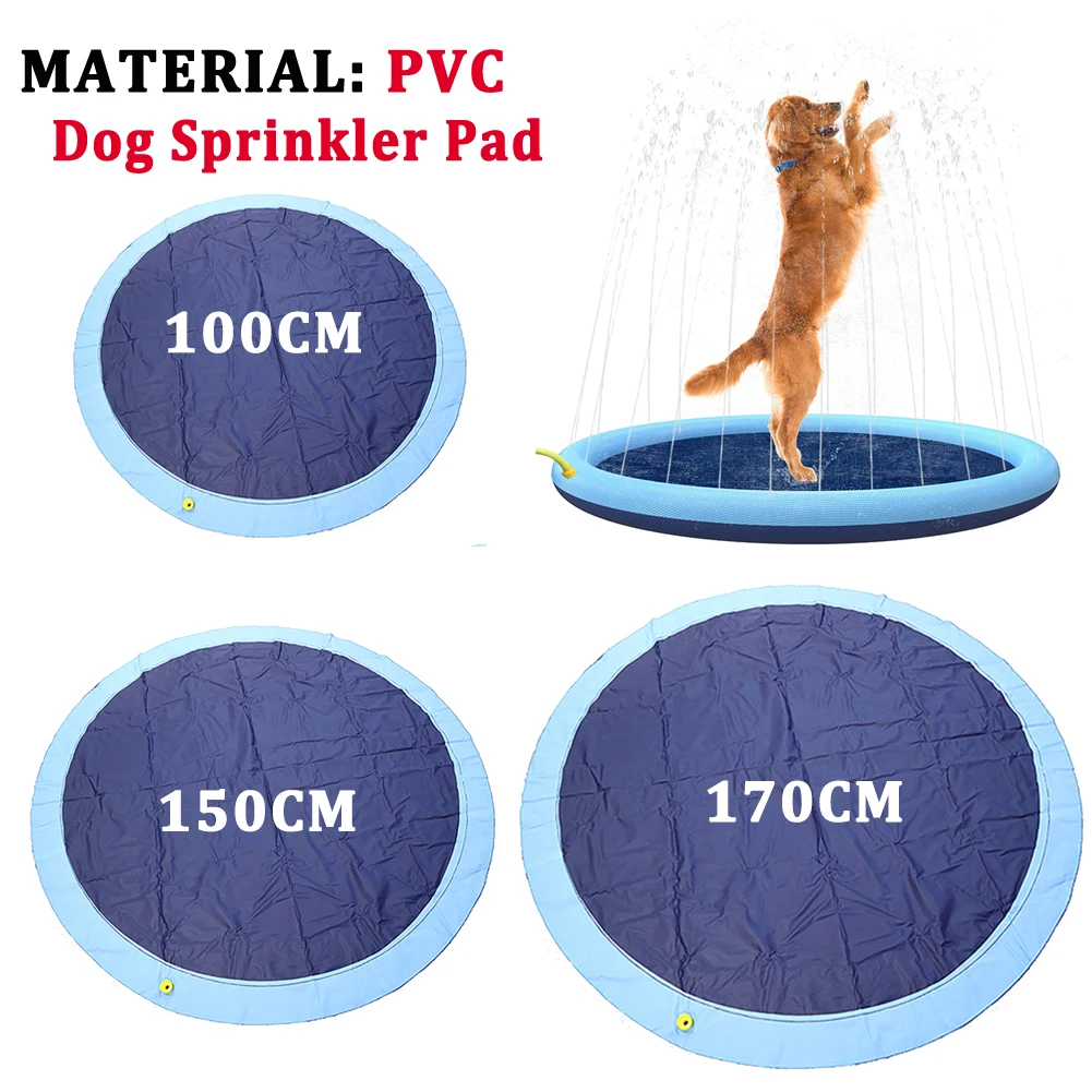 100/150/170cm Summer Pet Sprinkler Pad Cooling Mat Swimming Pool Inflatable Water Spray Pad Summer Cool Dog Bathtub for Dogs