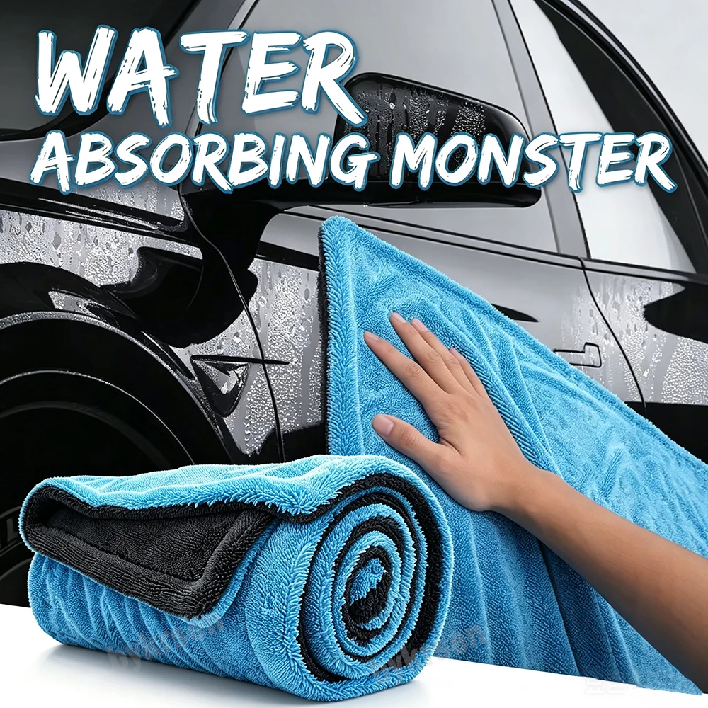 Mikrofaser Auto-Waschlappen Großes Schnelltrocknendes Autotuch Super Saugfähiges Autofenster-Reinigungstuch Verdicktes Auto-Detailing-Tuch – Detail 7