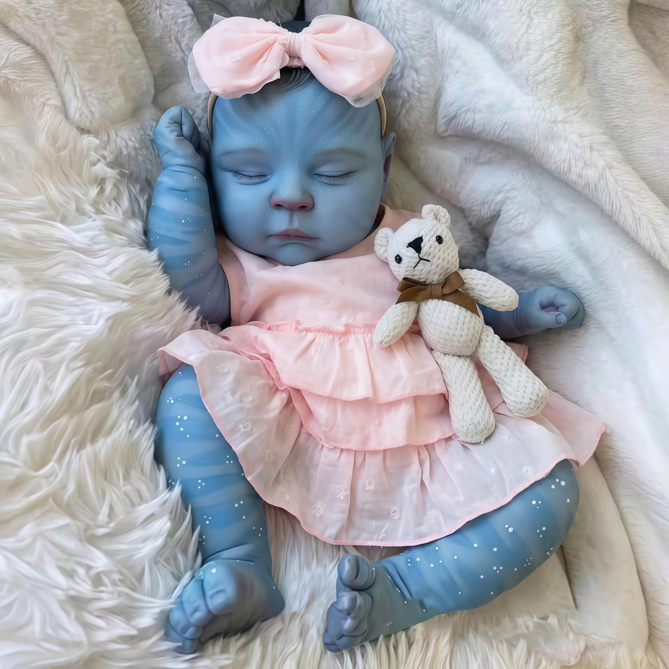 NPK 20-Inch Peaches Avatar Realistic Full Body Reborn Baby Doll Handmade Collectible with 3D Skin Visible Veins