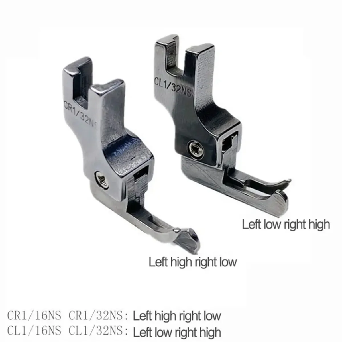 Pied de biche universel pour machine à coudre, 2 pièces, guide étroit, industriel, point de serrure, fermeture éclair, CR1/32NS(0.1)