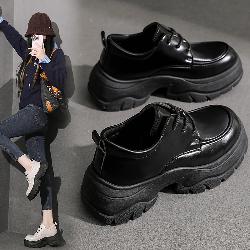 

Лоферы на платформе, маленькие кожаные туфли Мэри Джейн, универсальный женский стиль британского ретро, Z612