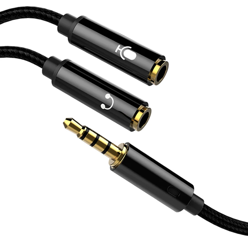 2 قطعة محول سماعة الرأس هيئة التصنيع العسكري 2 في 1 المتكلم Y الفاصل كابل 3.5 مللي متر ذكر إلى 2 أنثى لسماعة تمديد الصوت المحمول #4