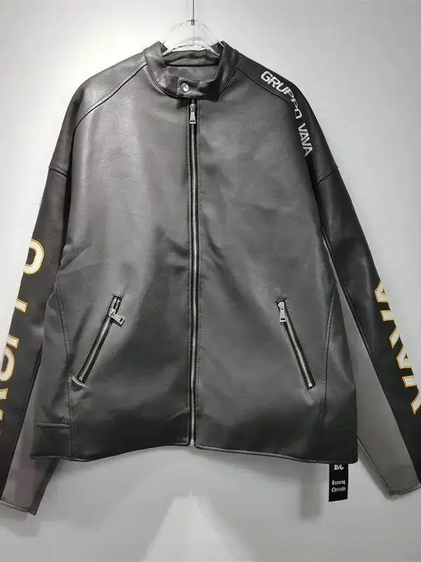 VAVA heavy leather jacket VAFFANCULO GO46 million-needle embroidered loose jacket