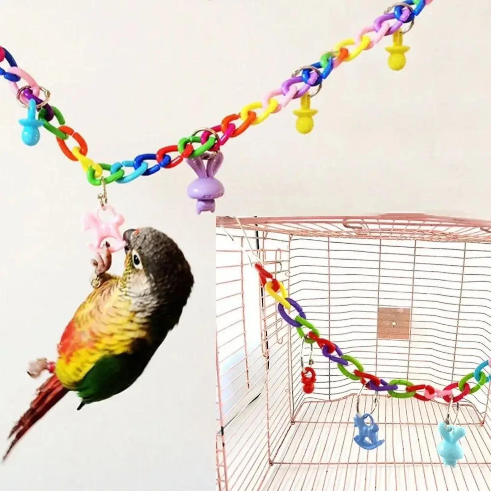 Colorful Bird Toy Parrot Swing Cage Toy Climbing Toy for Parakeet Cockatiel Budgie Lovebird 35cm Accessoires De Balançoire