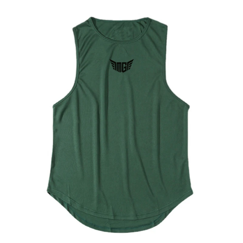 2022 New Arrival Mens Summer Sports Sleeveless Shirt Muscleguys Breathable Quick-drying Vest Printed O-neck Mesh Tank Top