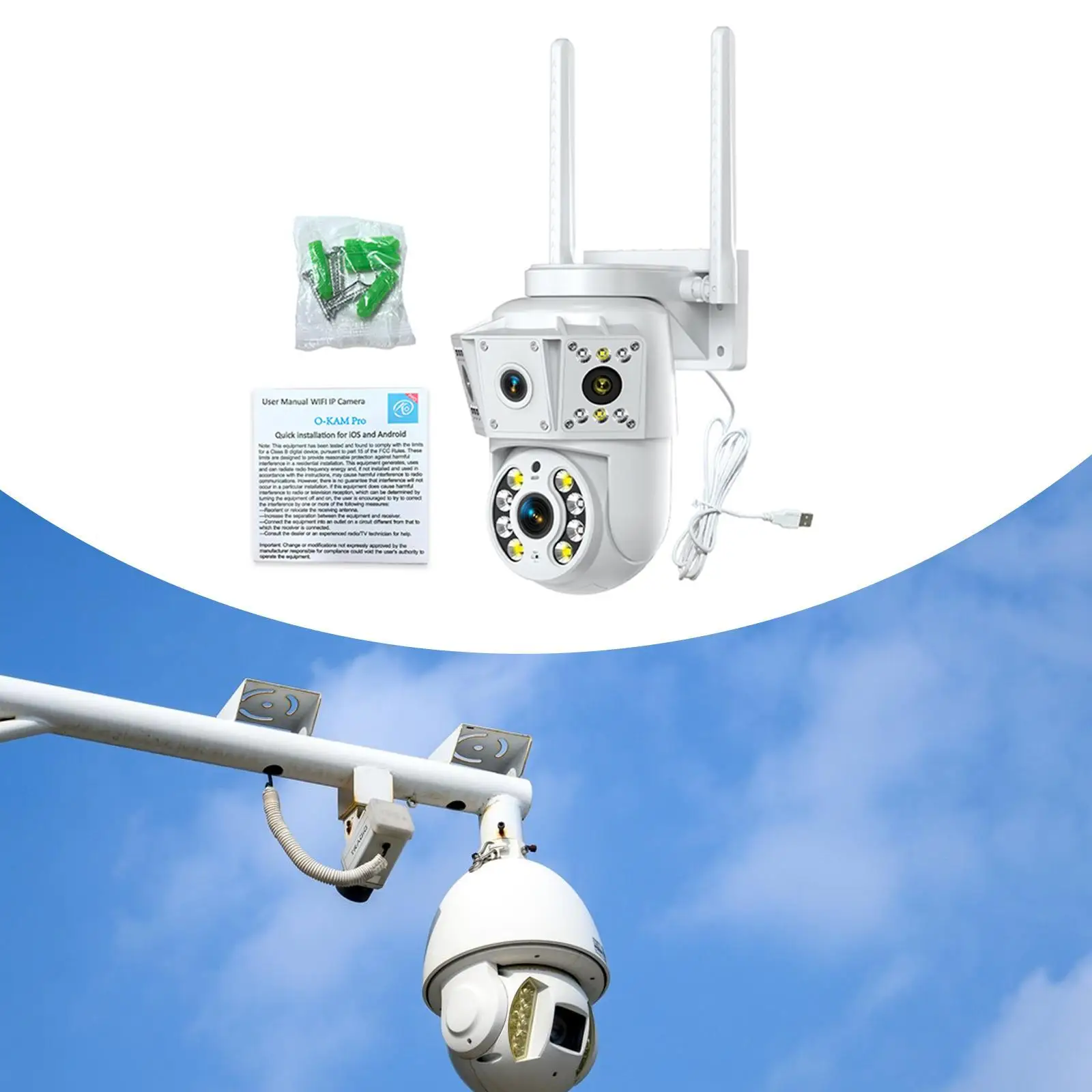 

Pan Tilt Security Camera Compact Binocular Remote Viewing Outdoor Multi Lens Wireless Surveillance Professional High Reliability