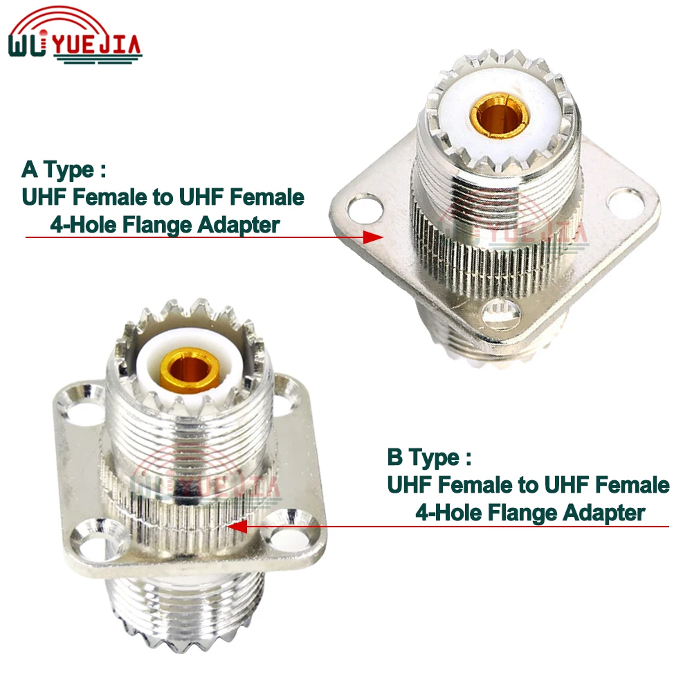 1Pcs 2 Type SO239 SL16 UHF Female Jack to UHF Female Jack Adapter Straight 25mm 4-Hole Flange RF Coax Connector High Quality