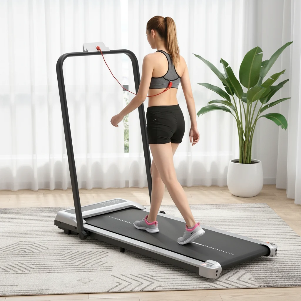 Space‑Saving Electric Treadmill,Remote Control Standing Running Machine for Apartment Use