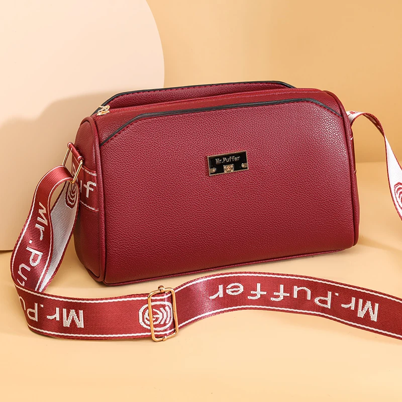 حقيبة كتف نسائية أنيقة متعددة الطبقات لحمل مستحضرات التجميل بنمط جلد الليتشي حقيبة كتف واحدة لحمل الهاتف المحمول بلون واحد من... #3