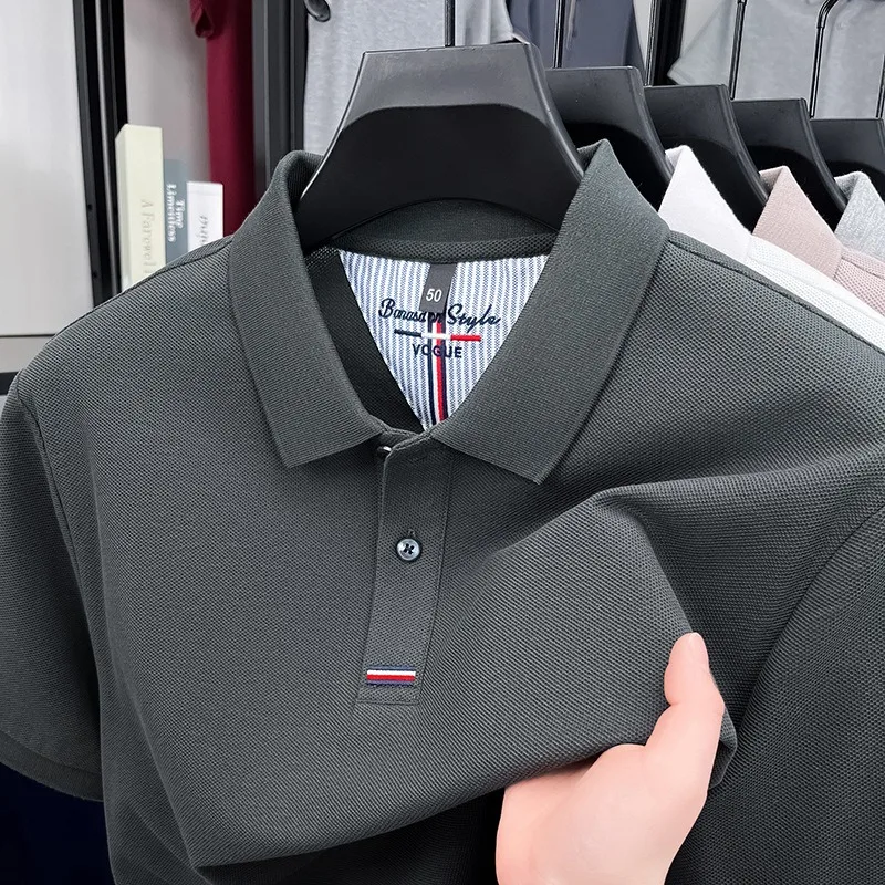 Cross-border Pure Cotton Lapel PoloT T-shirt Cross-border Casual Men's Wear Loose Base Layer T-shirt