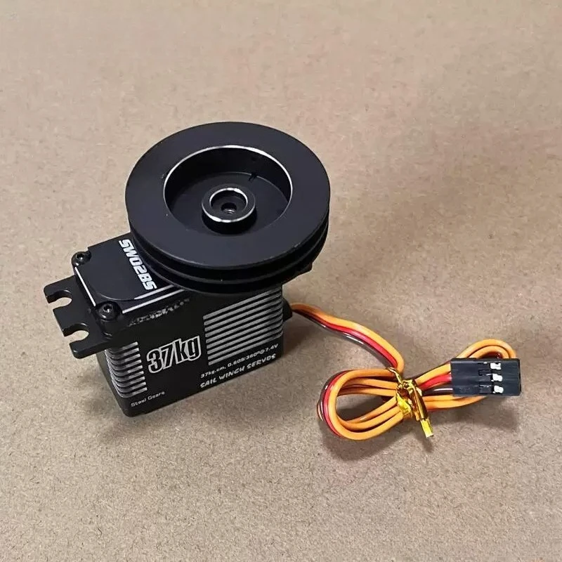 SW02BS 37Kg Force High Voltage Digital Metal Tooth Remote Control Sailboat Waterproof Noose Steering Gear 1-8 Turns