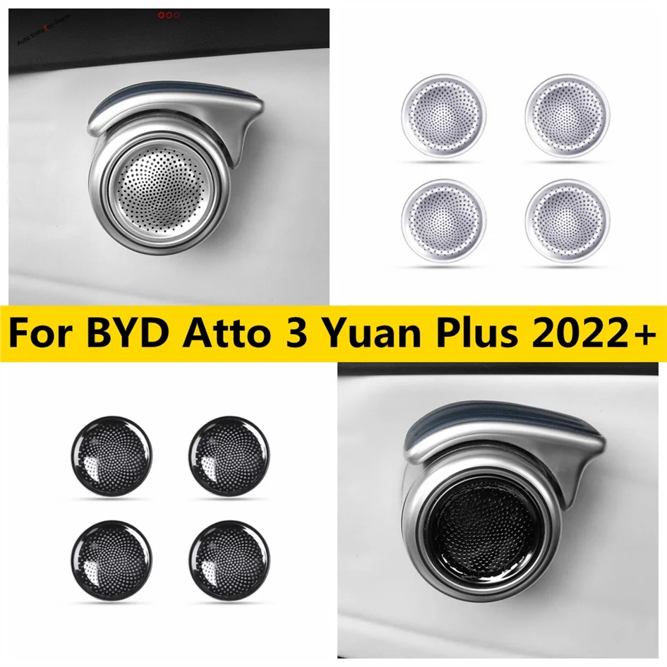 

Stainless Steel Speaker Ring Cover Door Audio Sound Frame Loudspeaker Decor Stickers Trim For BYD Atto 3 Yuan Plus 2022 - 2024