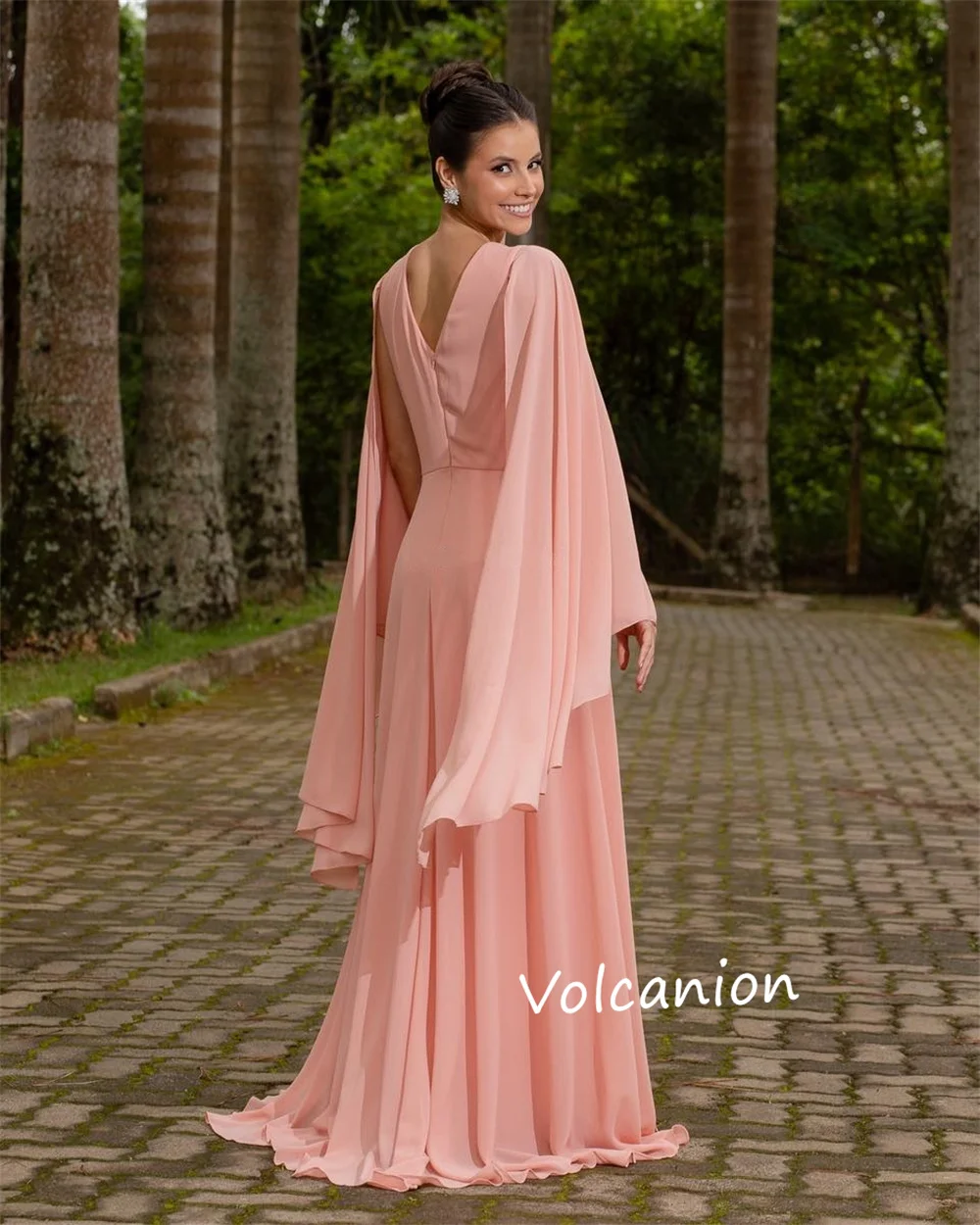 تخصيص الشيفون نمط الديكور الطية ألف خط الخامس الرقبة فساتين طويلة مخصصة مناسبة حفلة موسيقية أحجام رسمية رائعة المتاحة