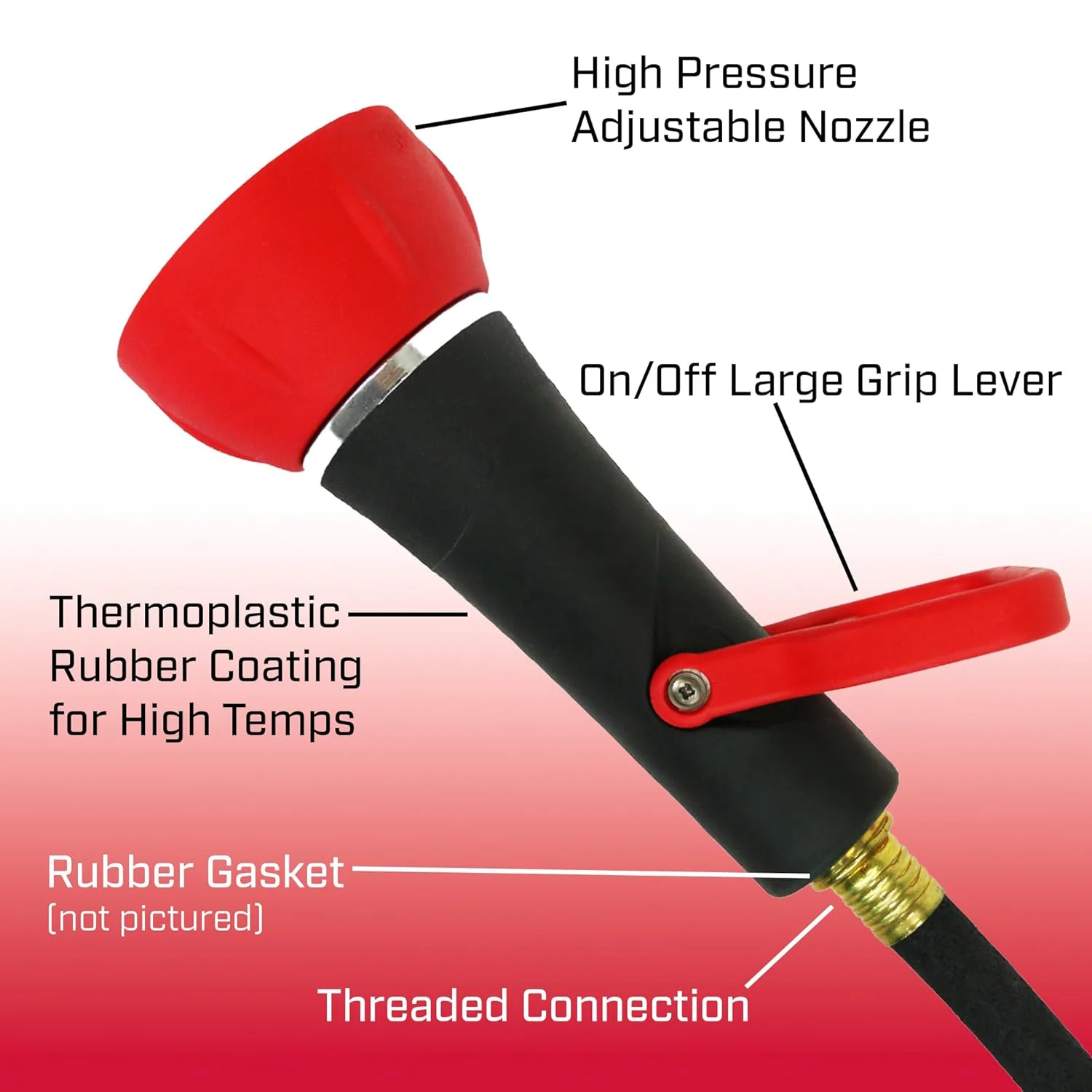 فوهة خرطوم حديقة كلاسيكية بتصميم رجل الإطفاء، تدفق عالي صناعي، قابلة للتعديل والدوران، للحدائق والتنظيف الخارجي