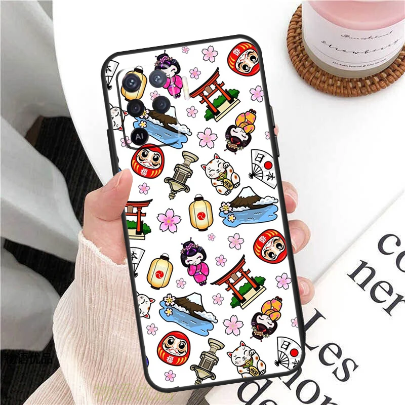 일본 행운의 고양이 케이스 Oppo A38 A80 A60 A40 A78 A18 A98 A58 A96 A76 A16 A94 A74 A54 A15 A17 A57 A77 A5 Pro 용