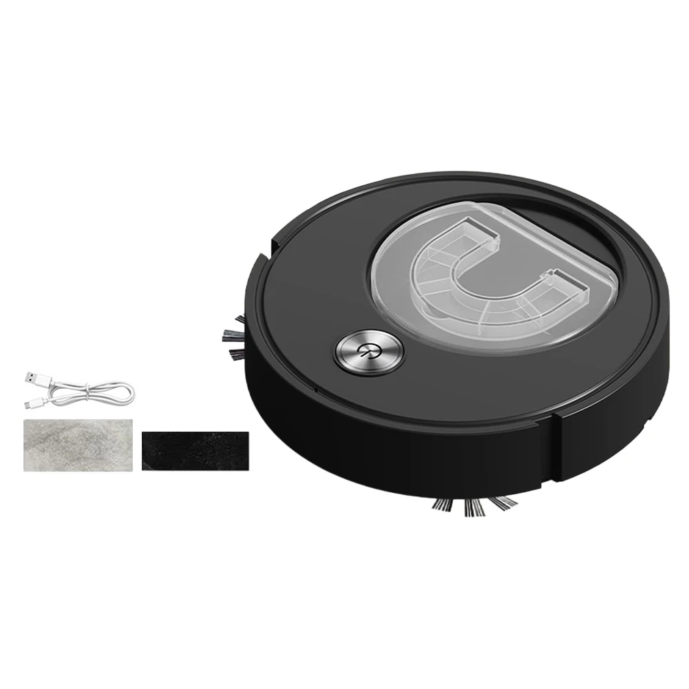 Smart Robotic Vacuum Cleaner Black White 235x235x50mm Lightweight Portable Design for Easy Handling and Storage