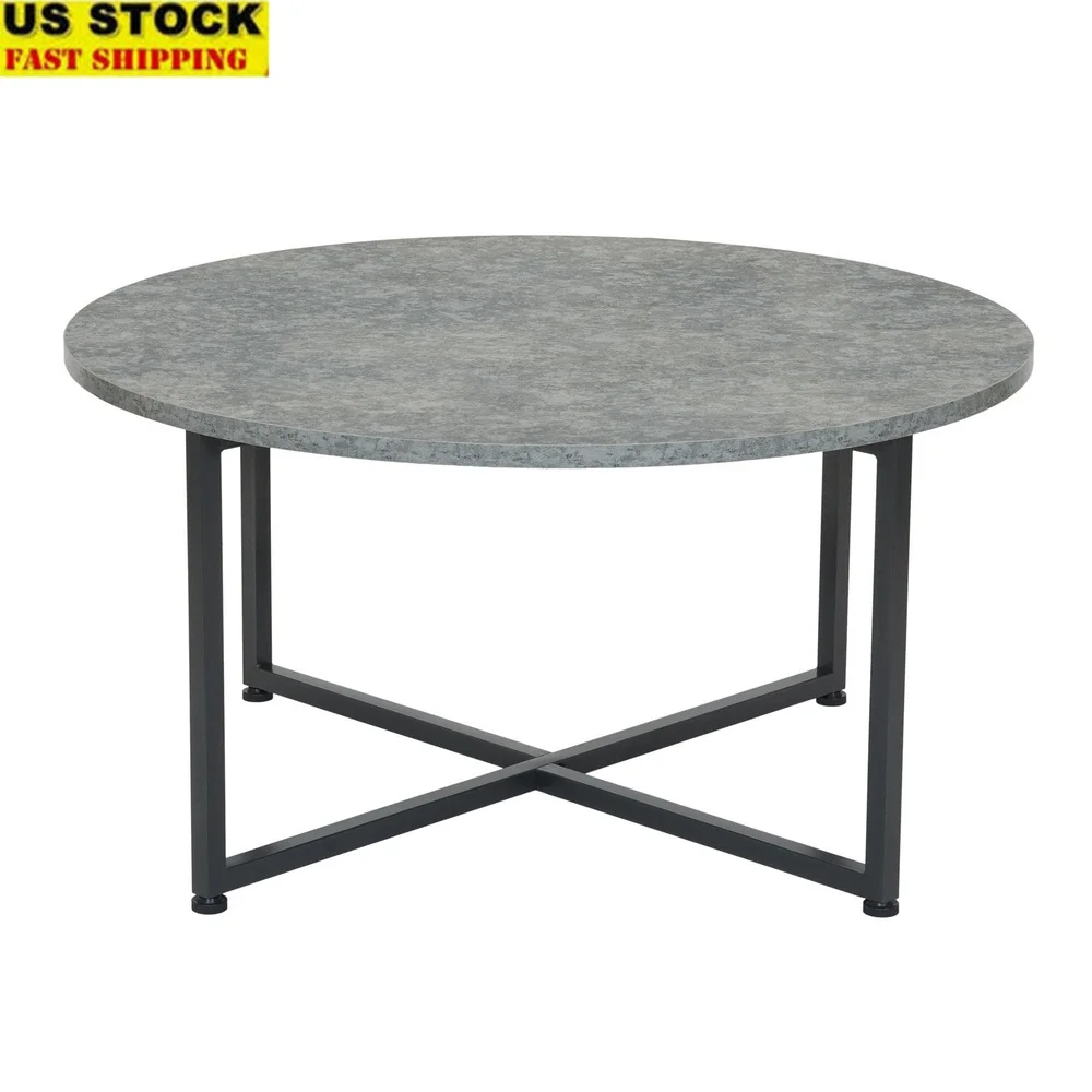 

Современный круглый журнальный столик из искусственного шифера, легкий стальной каркас, стильный минималистичный дизайн, идеальная гостиная, использование в помещении