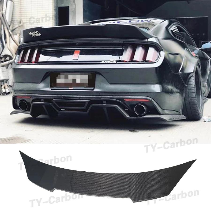 Carbon Fiber FRP Rear Boot Spoiler Trunk Lip Wings Spoiler Car Styling for Ford Mustang GT V8 V6 Coupe 2015 -2021 Robot Style 