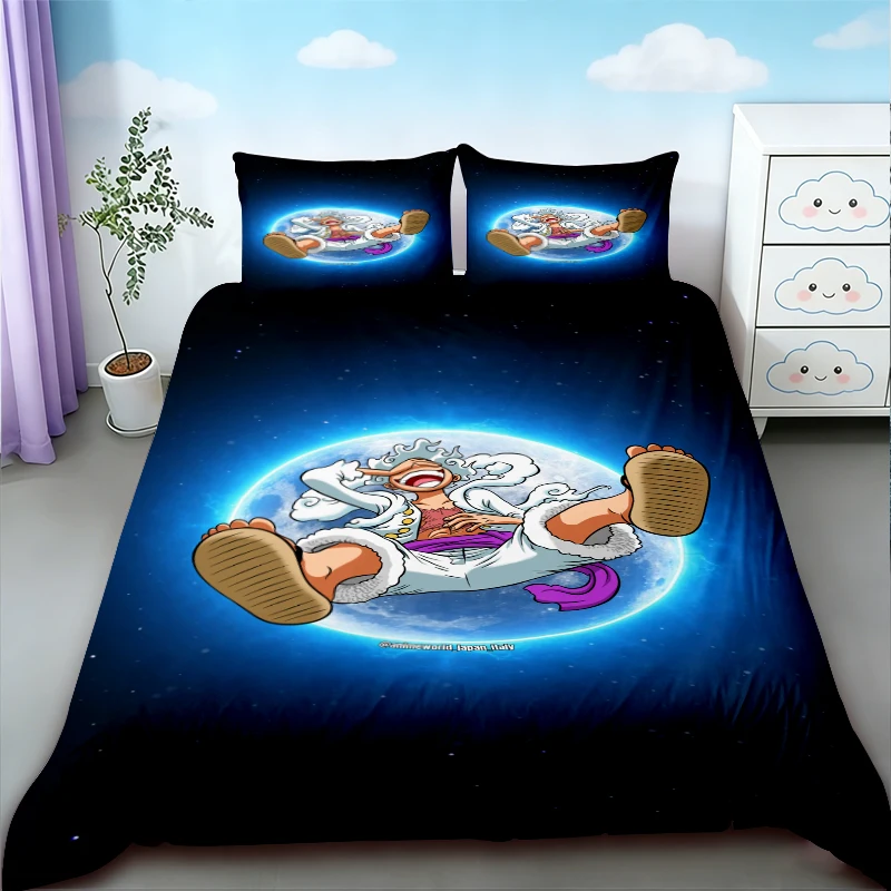 Duvet Cover Teens Best Gifts One Piece Luffy Cartoon Bedding Set Quilt Cover Soft Comfortable for Bedroom Dormitory