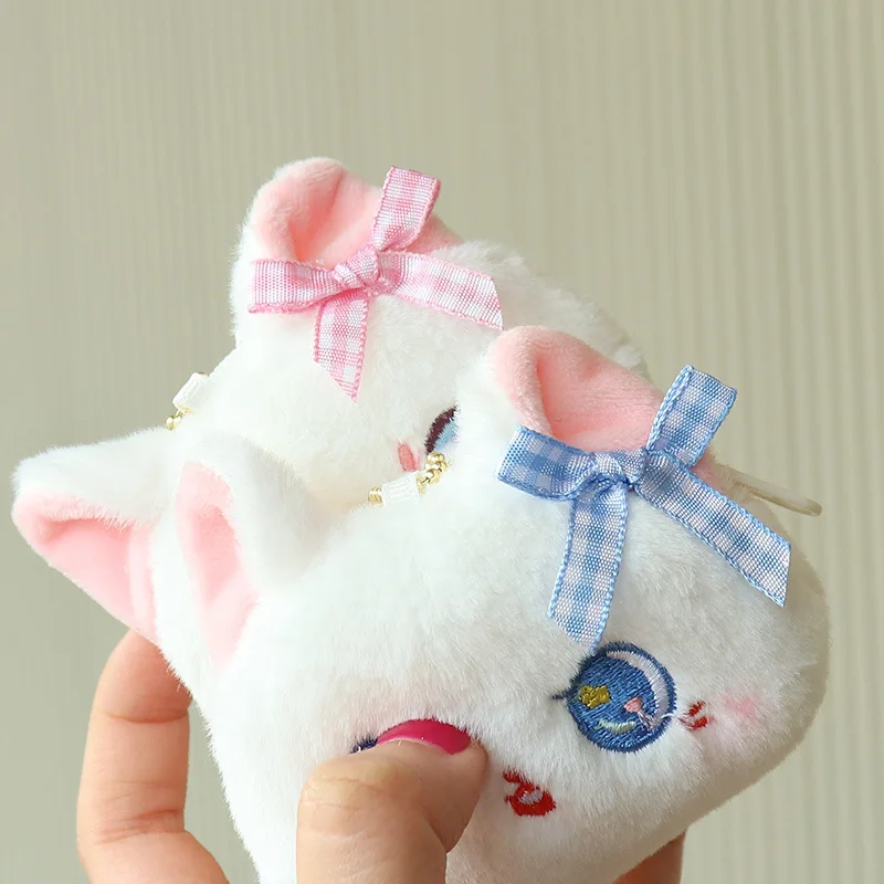 new exquisite Cartoon Cute bow cat coin purse plush girl heart earphone bag coin bag claw machine bead chain doll pendant