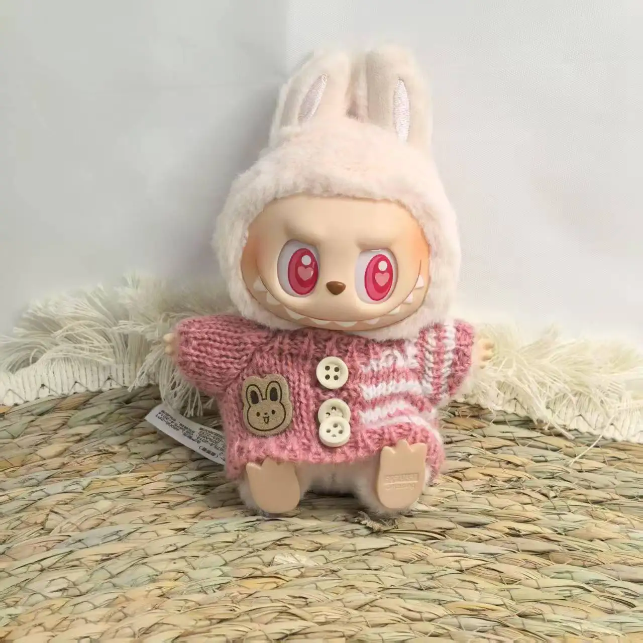 Doll Clothes 17cm for Labubu Cute Sweater Bag Outfit Set Monster Idol DIY Dress-Up Accessories for Birthday Christmas Gifts