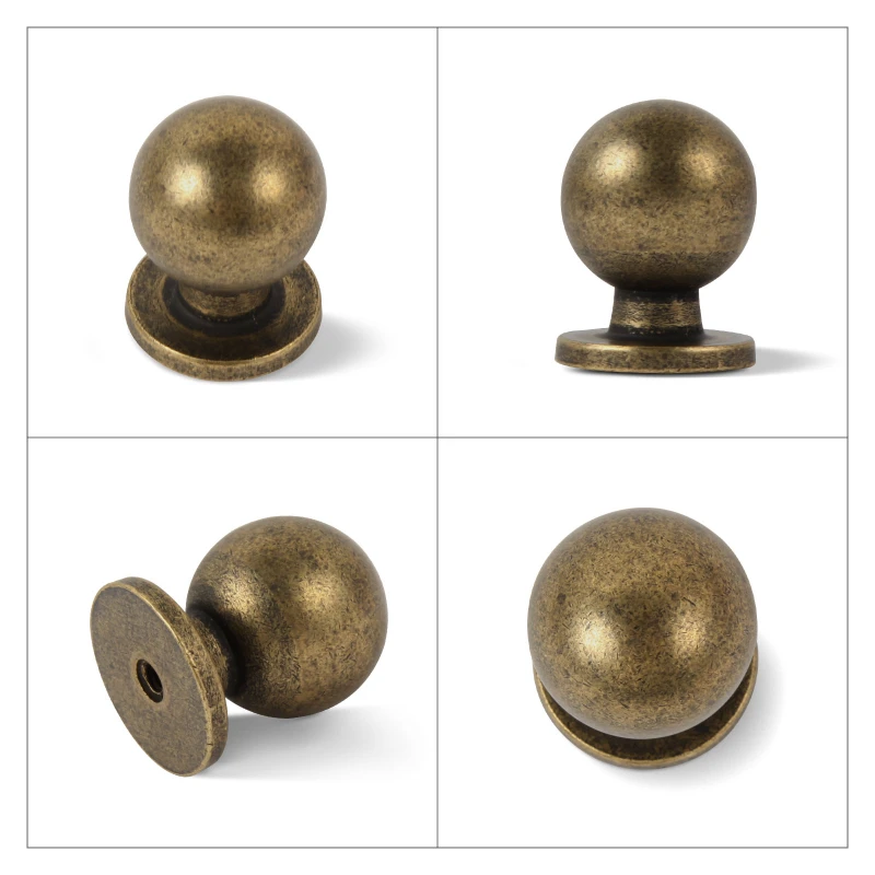 10 Pack 1 Inch (25 Mm) Diameter Round Solid Antique Zinc Alloy Kitchen Cabinet Handle Ball Drawer Knobs